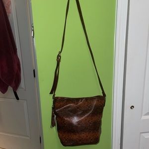 Brown Orange Faux Leather Bag